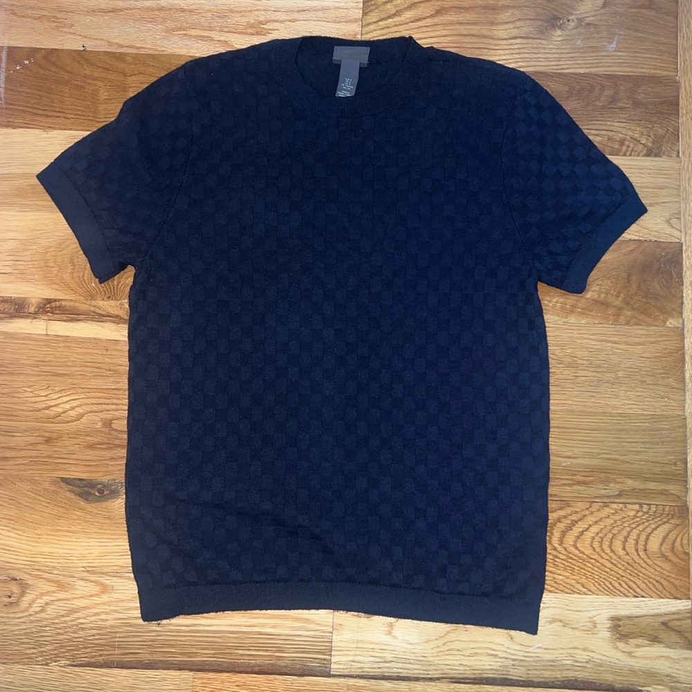 H&M Textured Checkerboard Navy/Black Sweater